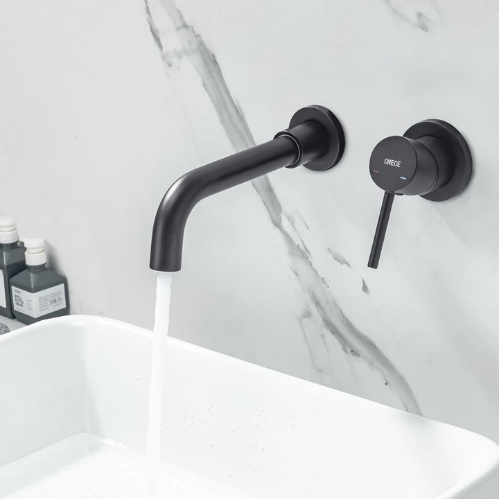 ONECE Unterputz Waschtischarmatur, Wandmontage Wasserhahn Badezimmer Wandarmatur mit 360° Auslauf, W