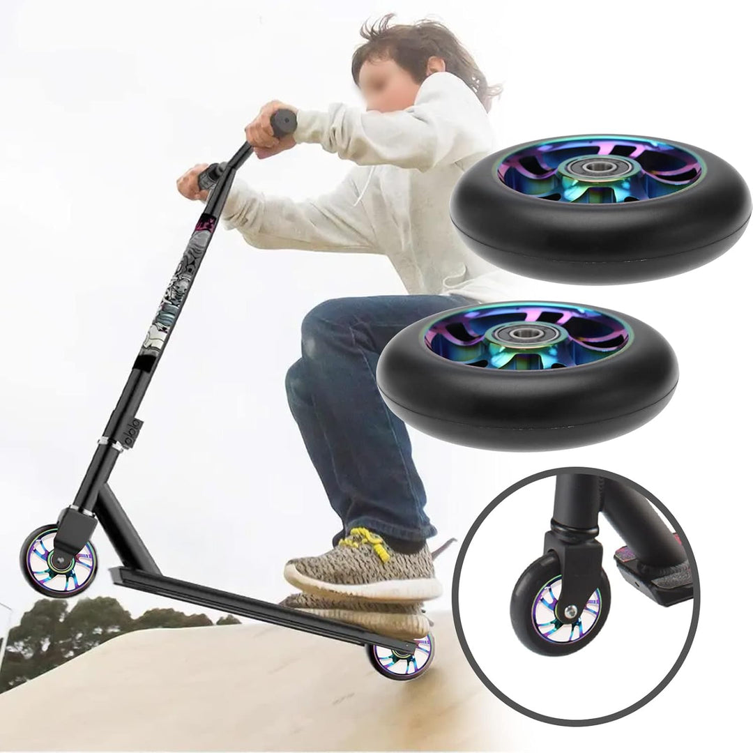 2 STK. 100mm Scooter Räder Ersatz Kompatibel mit Rexco Kompatibel mit Vocul Etc. Pro Stunt Scooters
