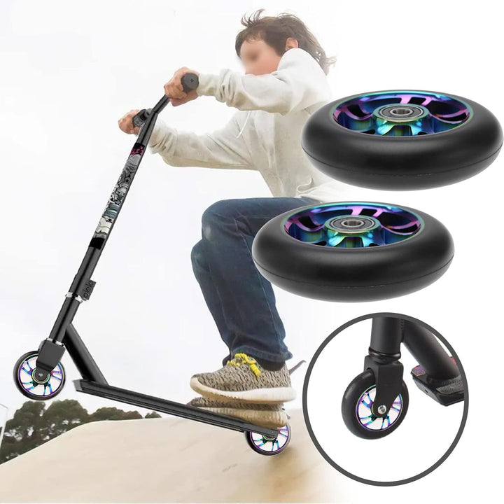 2 STK. 100mm Scooter Räder Ersatz Kompatibel mit Rexco Kompatibel mit Vocul Etc. Pro Stunt Scooters
