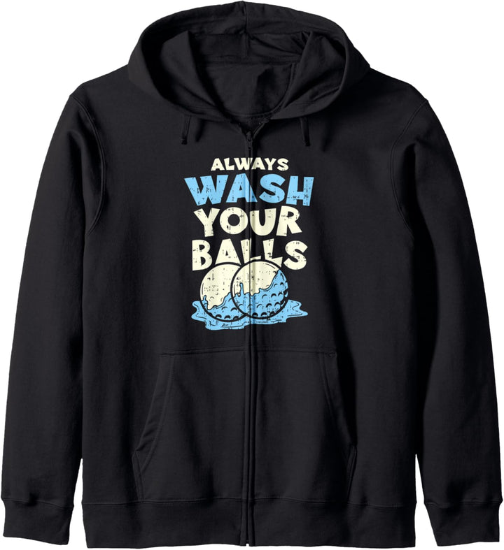 Mens Always wash your balls, Funny Joke Golf Gift Kapuzenjacke