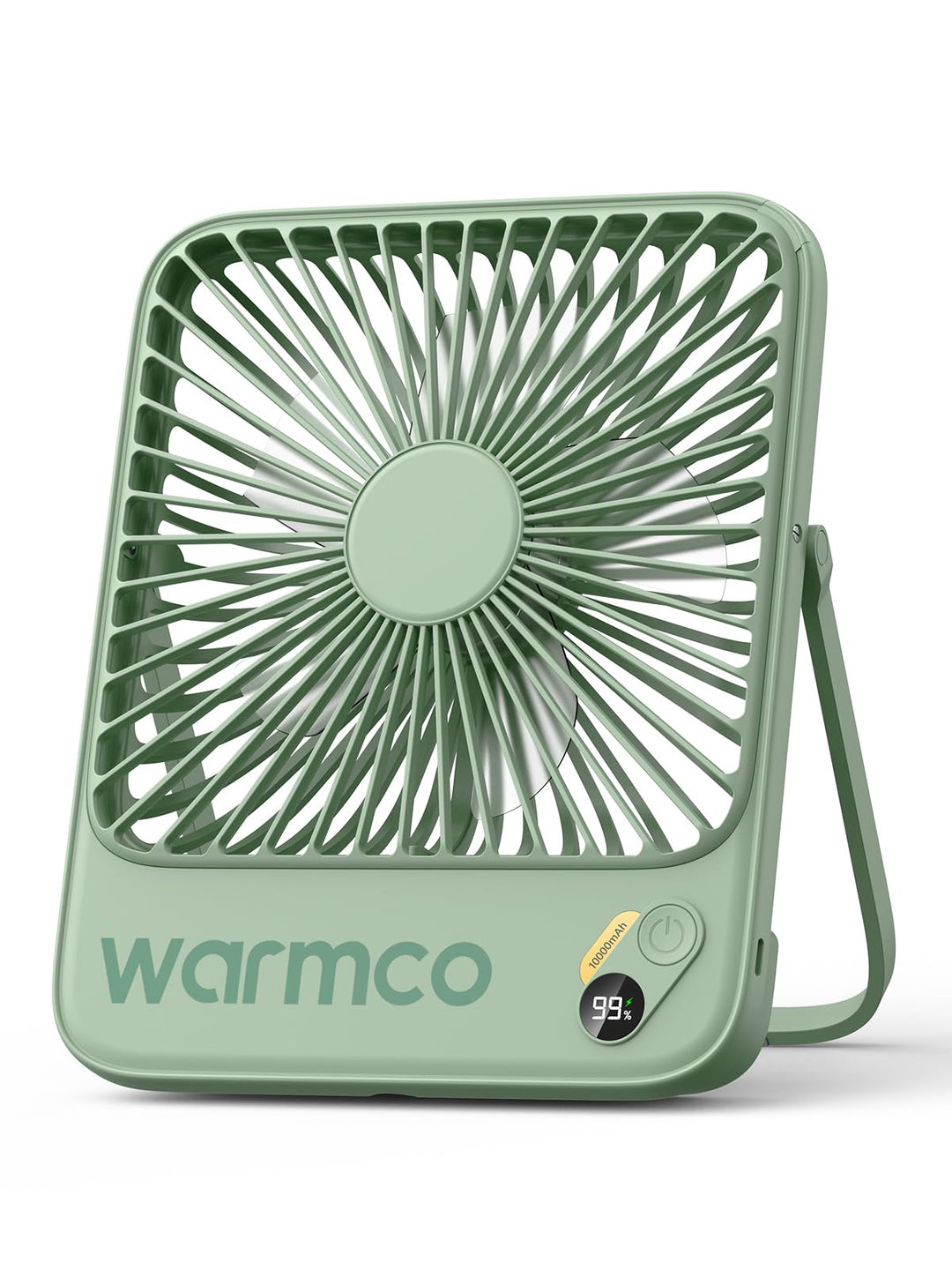 Warmco 10000mAh Tragbarer Ventilator 21 cm Hoch, Bis zu 24h Laufzeit, Ultra-dünn Leise Akku Tischven