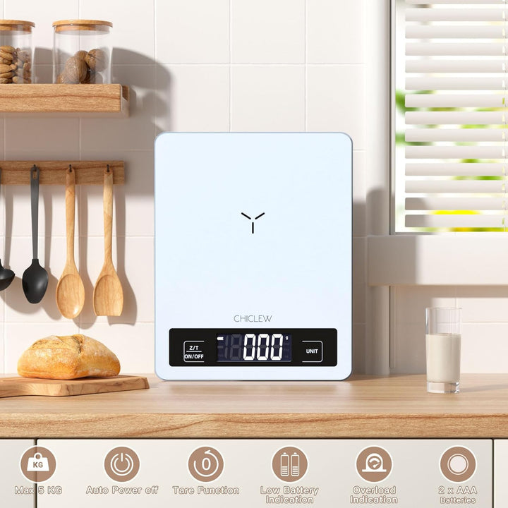 Digitale Küchenwaage Digitalwaage, 5KG Electronische Waage Küchen Digital bis zu 1-g-genau, Haushalt