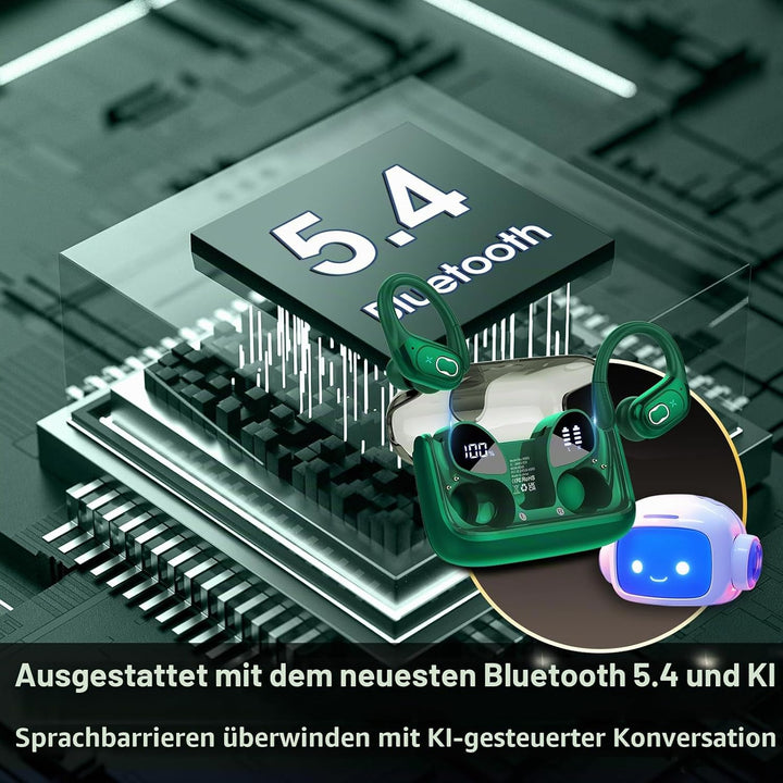 AI Kopfhörer Übersetzer, 3-in-1Bluetooth 5.4 Echtzeit Sprachübersetzer Kopfhörer 164 Sprachen mit Ap