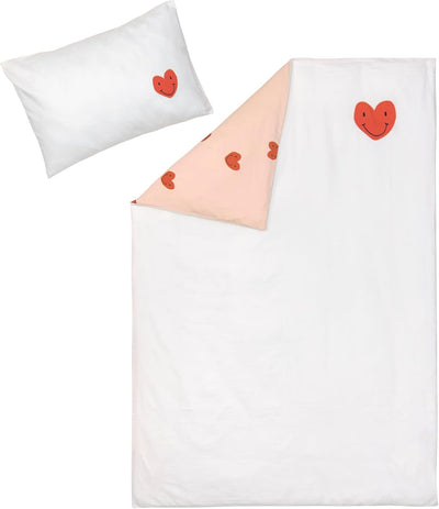 LÄSSIG Kinder Bettwäsche Set aus Bio Baumwolle GOTS zertifiziert 2-teilig/Bedding Set Heart peach ro