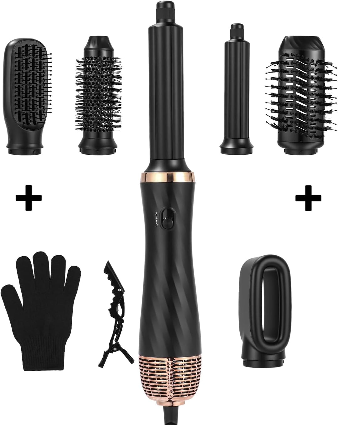 Hairstyler 6 in 1 Air Styler Set Mit 1000W Haartrockner, Rundbürstenföhn, Airflow Lockenstab Automat
