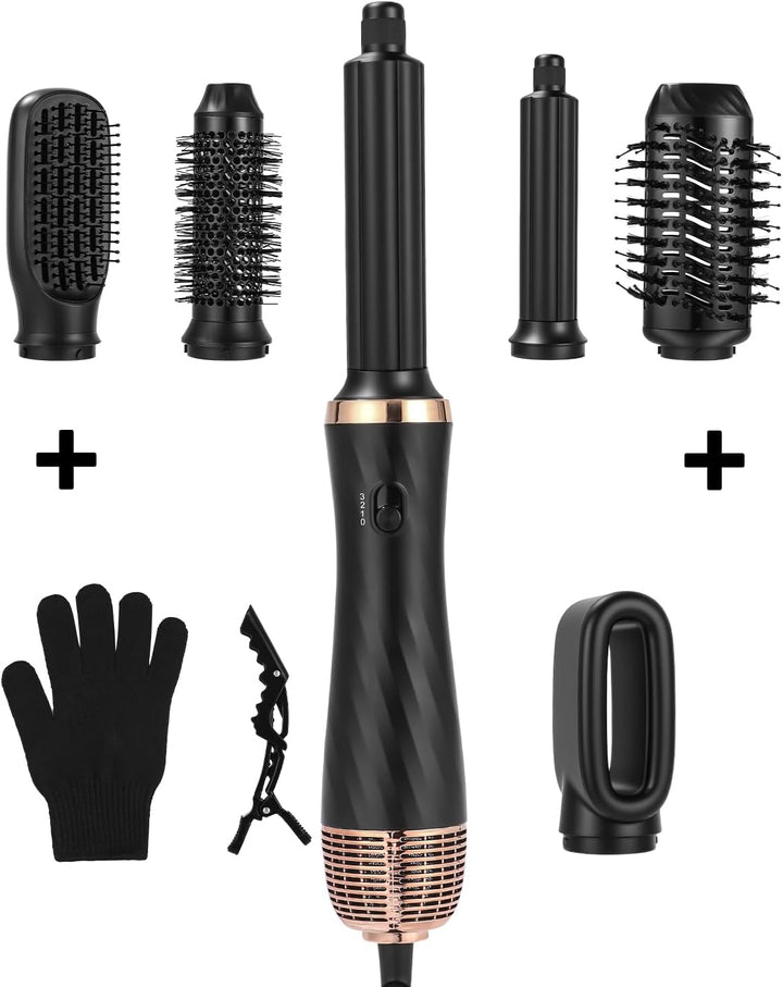 Hairstyler 6 in 1 Air Styler Set Mit 1000W Haartrockner, Rundbürstenföhn, Airflow Lockenstab Automat