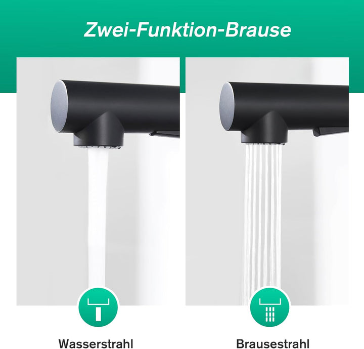 CREA Küchenarmatur ausziehbar, Einhebelmischer Armatur Wasserhahn Küche mit Brause, Spültischarmatur