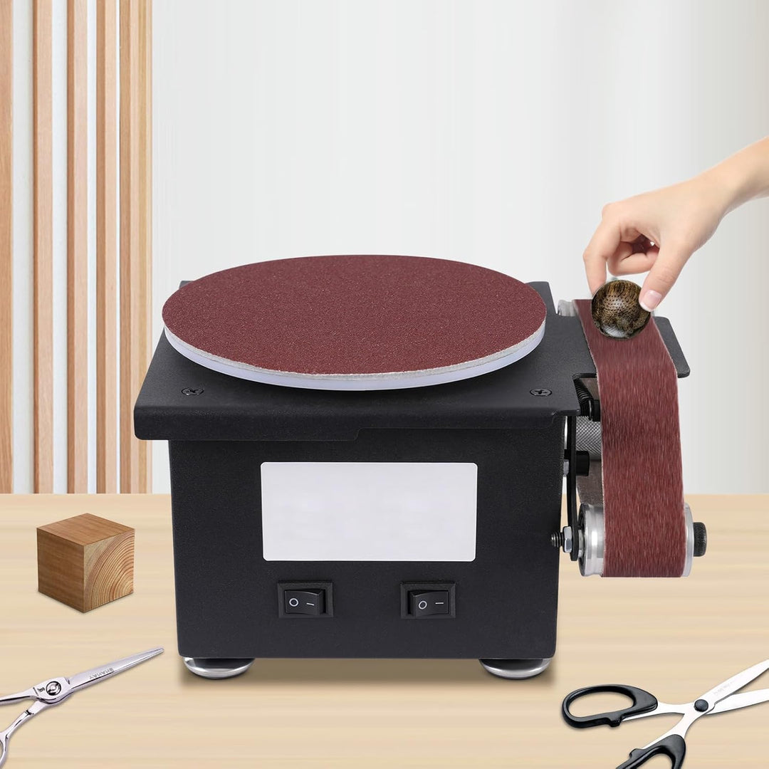 Mini Band und Tellerschleifer 100 W mit 7 Stufen für Holz und Metall | 3 in 1 Schleifer mit 30 mm Ba