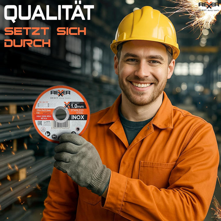 REXXER | Metalltrennscheibe | Korundscheibe | Für PVC und Kunststoffe | Zum Trennen von dickem und d