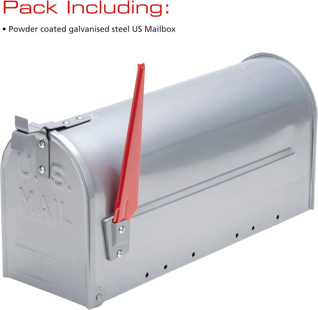 Burg-Wächter U.S. Mailbox mit schwenkbarer Fahne, Aluminium, 892 ALU, Aluminium Mailbox Aluminium Bl