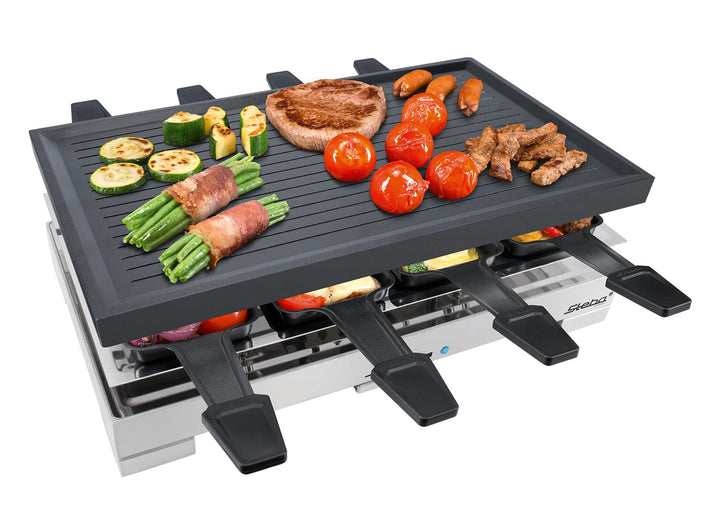 Steba RC 68 Premium Guss-Raclette mit Pfännchenablage, 8 Personen, Alloy Steel, 1 Liter, Multicolour