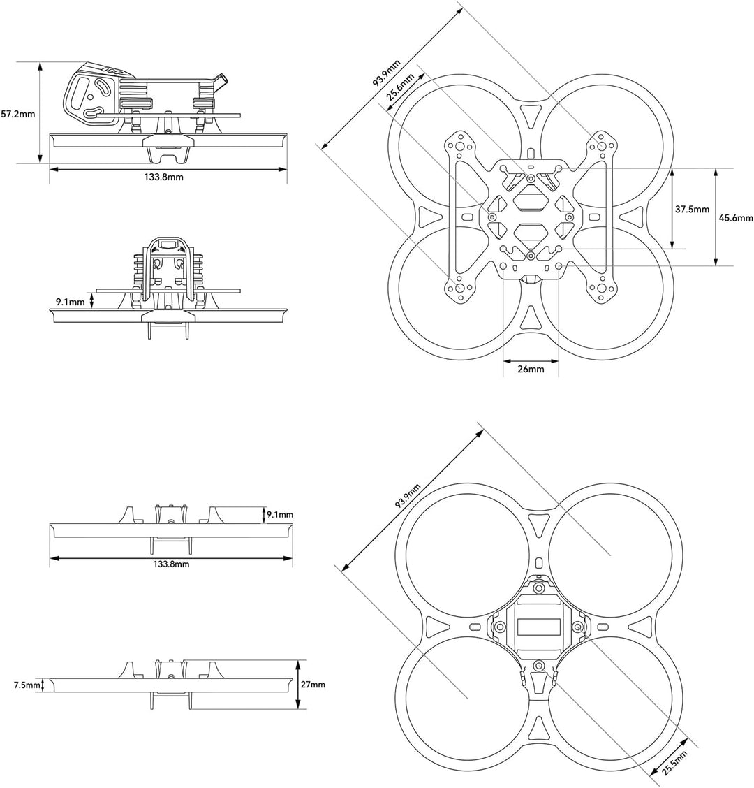 BETAFPV Pavo20 Pro II Brushless Whoop Frame with HD VTX Bracket for O4 Air Unit Pro, PA12 Thickened