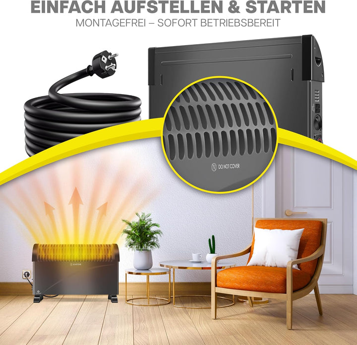 KESSER Konvektor 2000 Watt Heizgerät, 24h Timer | mit Frostwächter | stufenlose Thermosteuerung | Tu