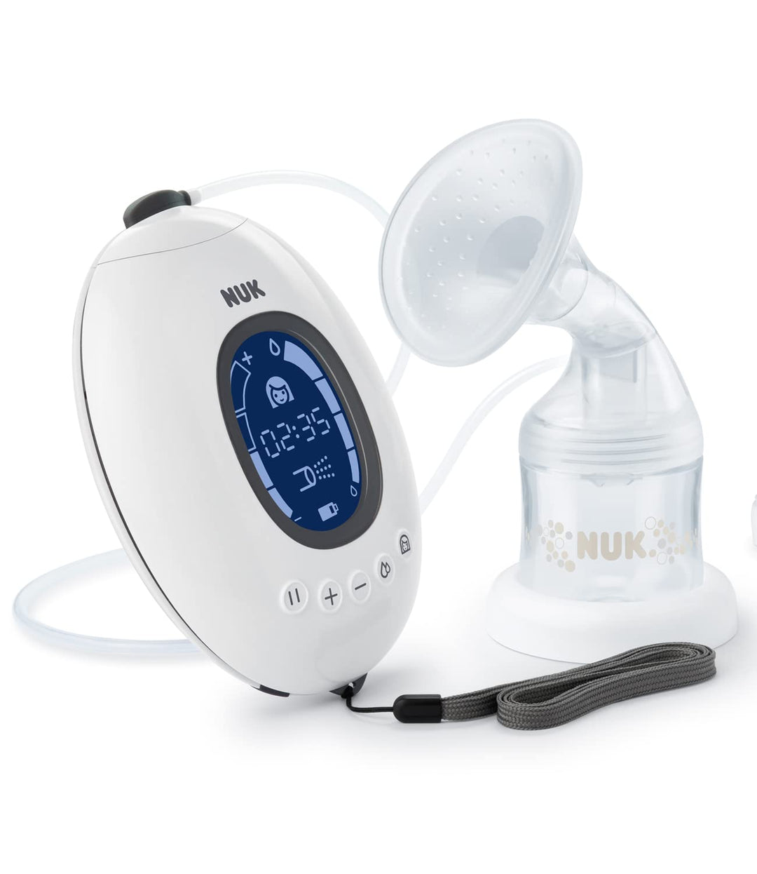 NUK Nature Sense elektrische Milchpumpe mit Akku, LCD-Display und Memory Funktion, inkl. Muttermilch