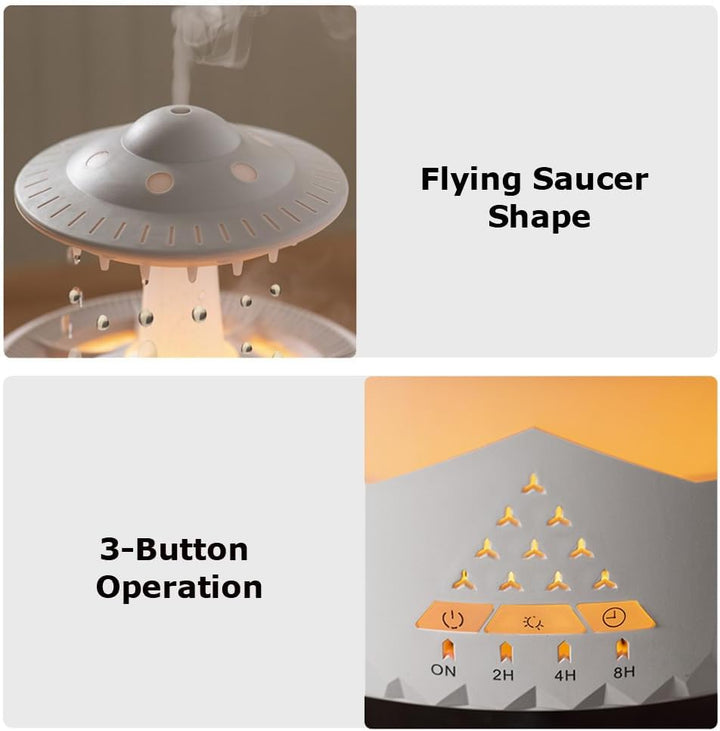 Rain-Cloud Humidifier, 350 ml Regenwolken-Luftbefeuchter, kabelloser Fernbedienung Aroma Diffuser mi