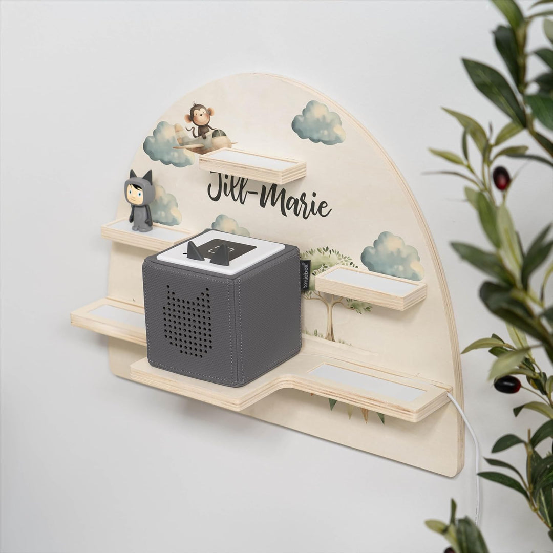 Geschenkfreude Personalisiertes Toniebox Regal für Kinderzimmer - Kinder Wandregal für Tonie Hörfigu