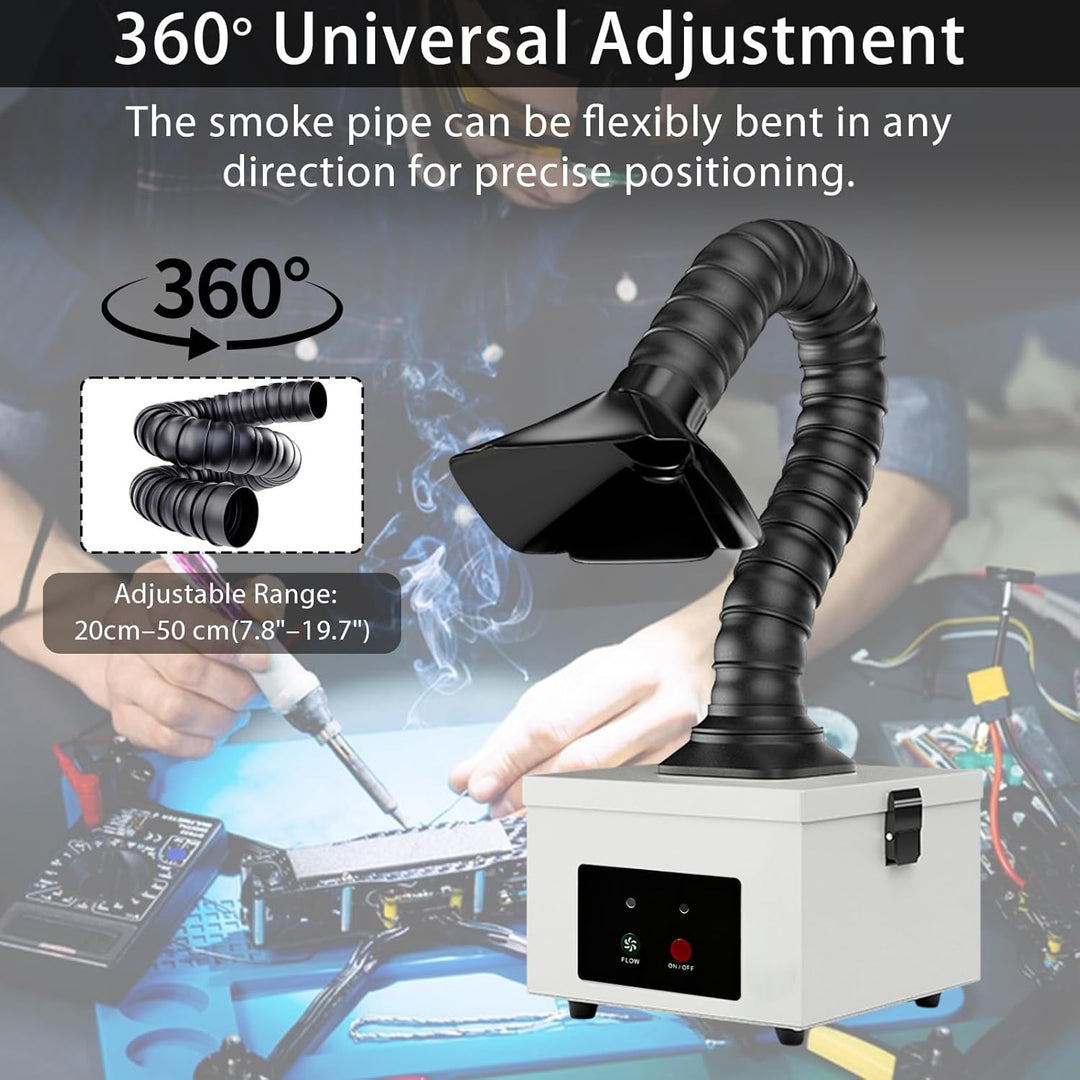 45W Lötrauchabsaugung mit 2 in 1 Komplex Filter, Inklusive 4 Ersatz-Vorfilter, Desktop Mobil Rauchab