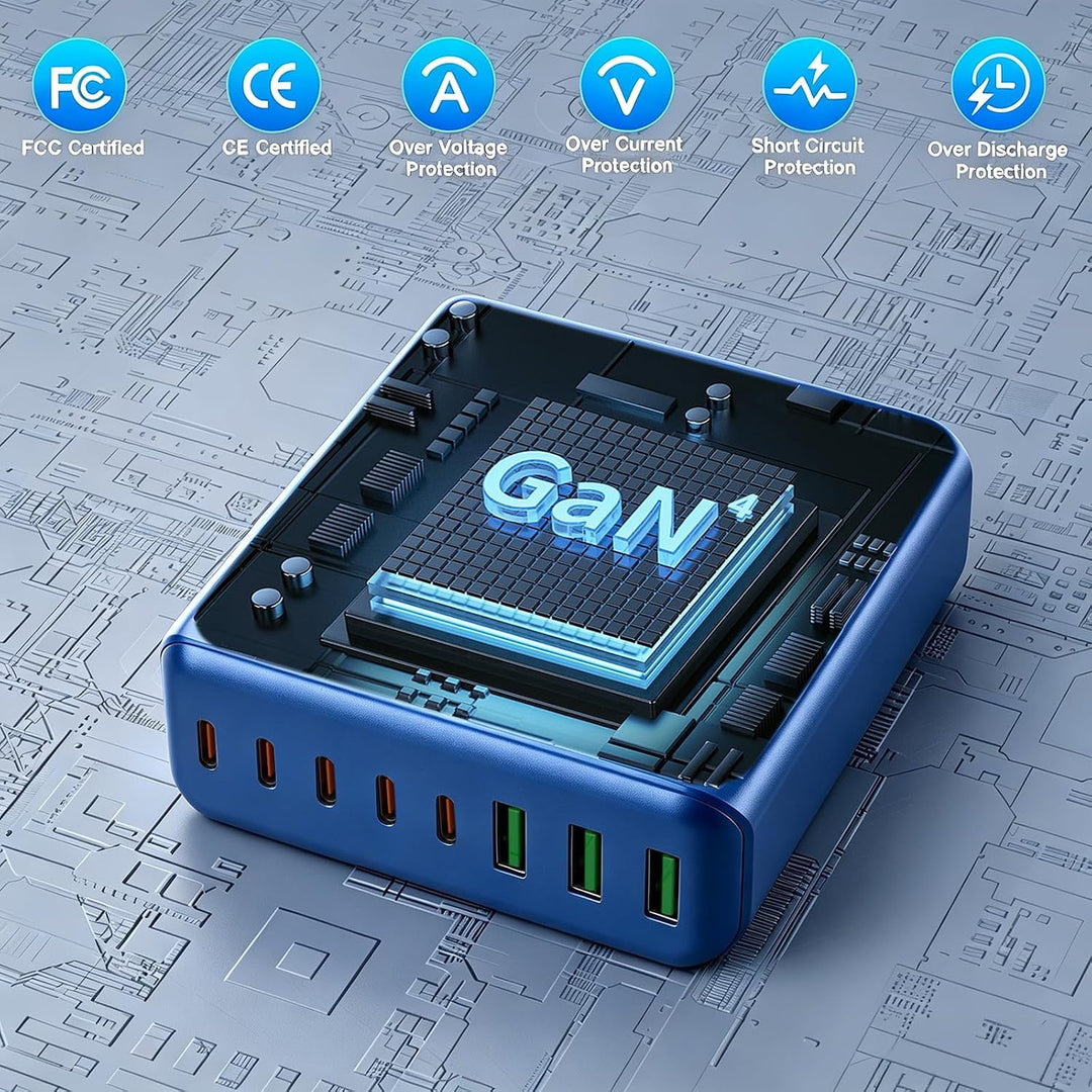 400W USB C Ladegerät Mehrfach, GaN IV 8 Ports USB Ladegerät Mehrfach, 400W 8-Port Schnellladegerät K