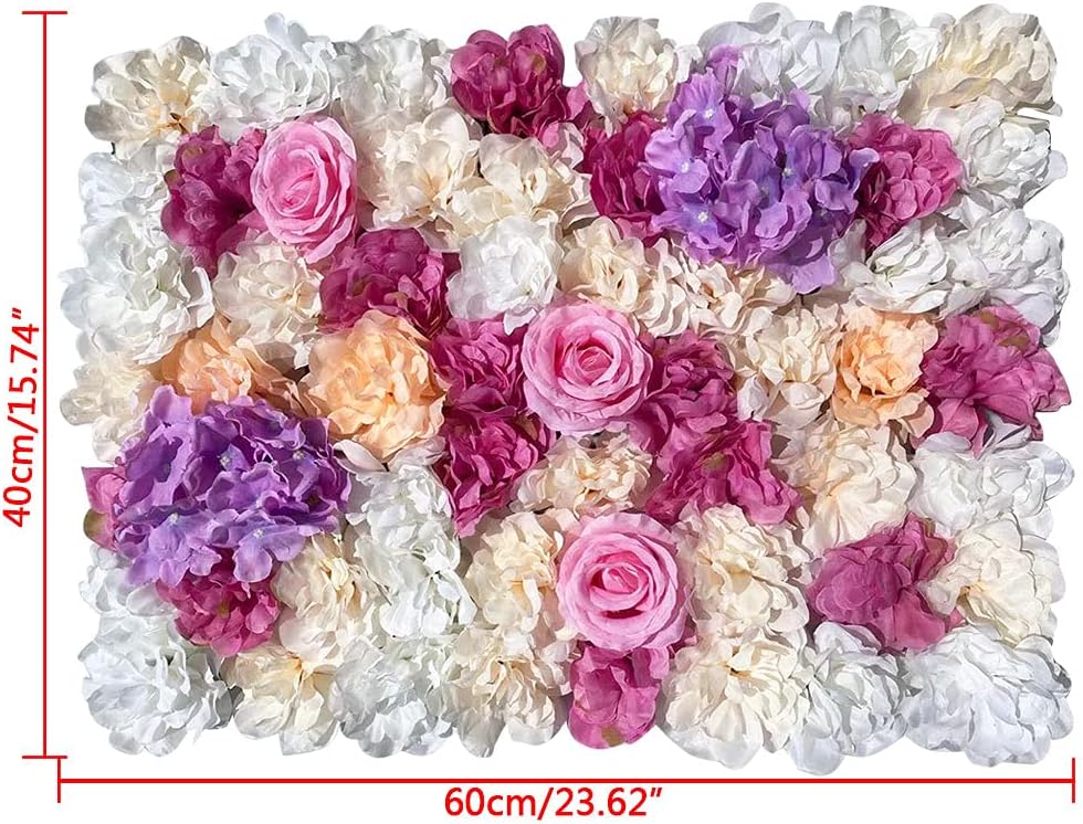 Fetcoi 12x Künstliche Blumen 40x60CM Künstliche Blumenwand Rosenwand Deko Für Hochzeit Party, Bühnen