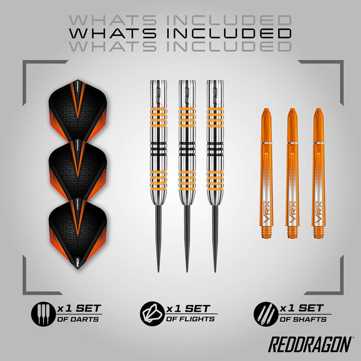 RED DRAGON Amberjack Series Steel Profi Dartpfeile Steeldarts Set mit Flights und Schäfte 22.0 Gramm