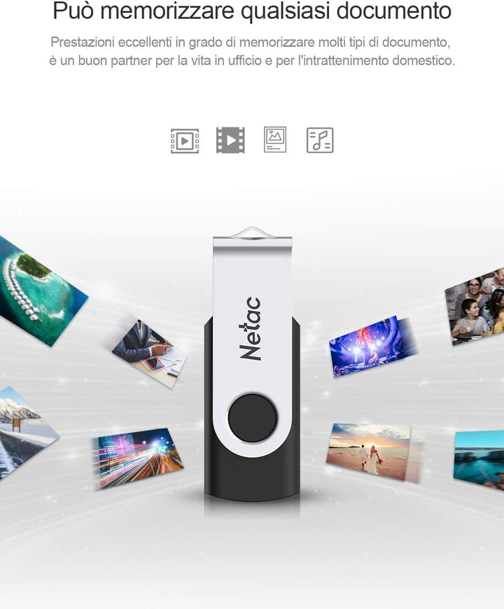 Netac 256G USB 3.2 Flash Drive，360° Rotation Pen Drive，USB Flash Drive Lesegeschwindigkeit bis zu 90