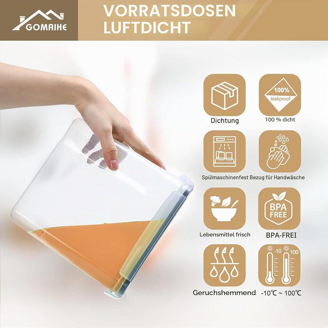 GoMaihe 4L Vorratsdosen 6 Set, Aufbewahrungsbox Küche Luftdicht Behälter aus Plastik Mit Deckel, Vor