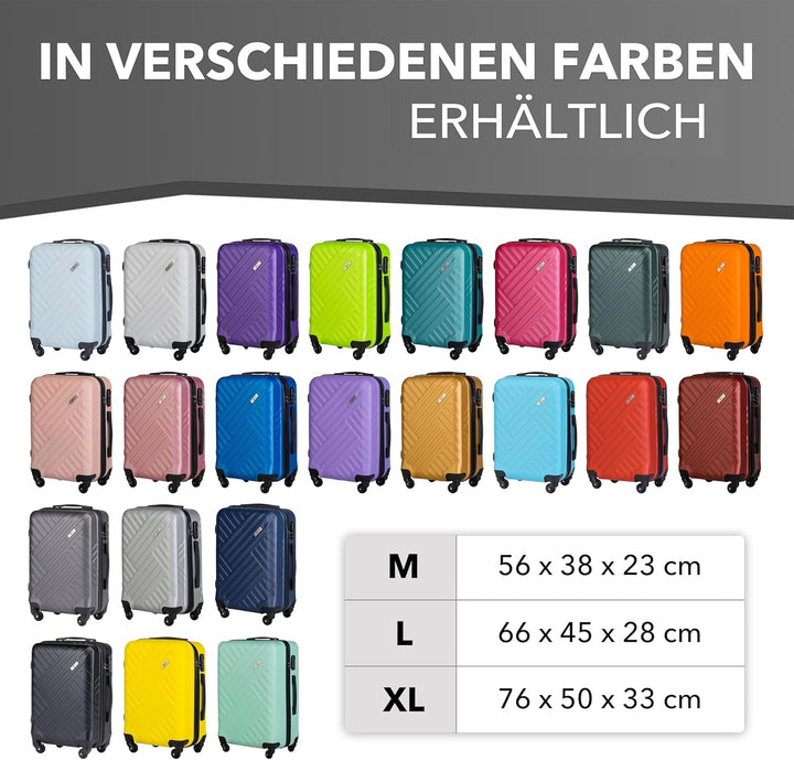 Xonic Design Reisekoffer - ABS Hartschalen Koffer mit 360° Leichtlauf-Rollen - hochwertiger Trolley