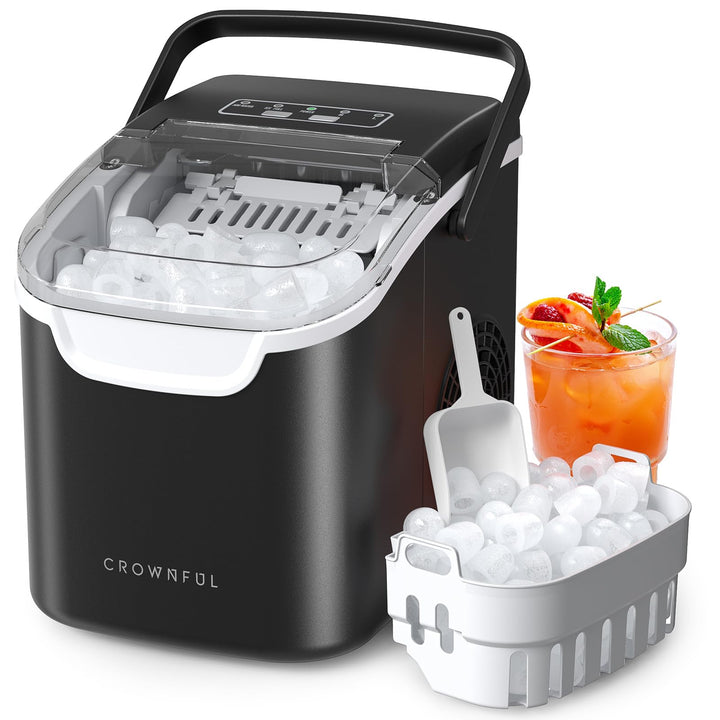 CROWNFUL Tragbare Eiswürfelmaschine (Schwarz), Schwarz