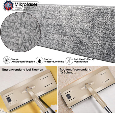 Masthome Wischmopp Set mit Eimer,2 In 1 Putzeimer mit Wischer Wischmopp mit Auswringfunktion, 6 Wisc