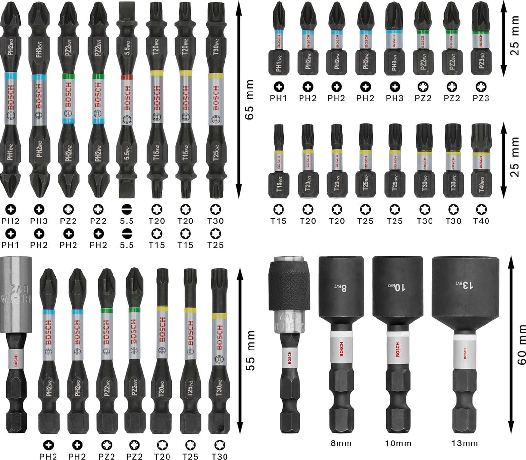Bosch 36x PRO Impact Set, 36-tlg. (200 x 107 mm, Professional Zubehör Schraubendreher, Schraubendreh