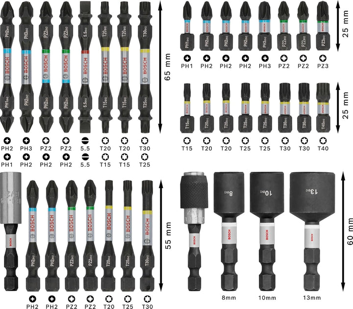 Bosch 36x PRO Impact Set, 36-tlg. (200 x 107 mm, Professional Zubehör Schraubendreher, Schraubendreh
