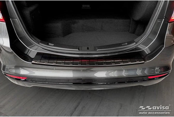 Avisa Schwarz Edelstahl Heckstossstangenschutz kompatibel mit Ford Mondeo V Hatchback/Limousine 2014