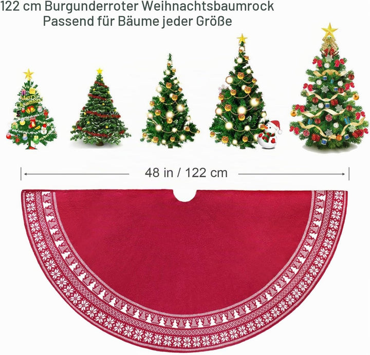 Dremisland Grosse Weihnachtsbaum Rock, 122cm Gestrickter Weihnachtsbaumdecke, Schneeflocken Baum Roc