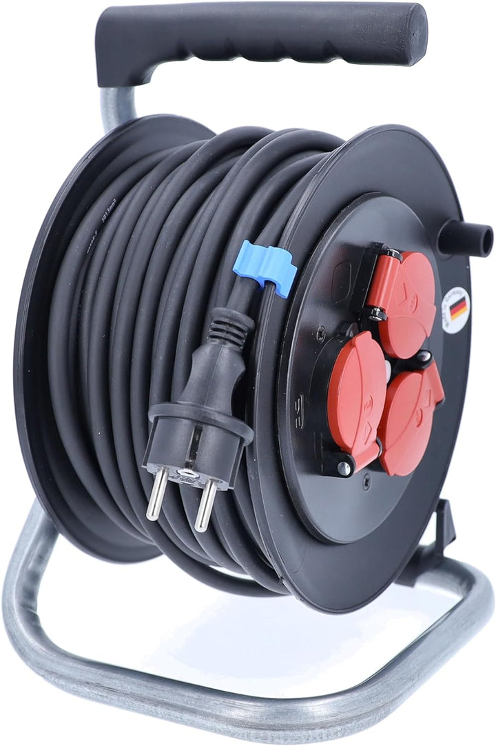 as - Schwabe Sicherheits-Kabeltrommel, 10116 230mmØ, 25m Kabel H05RR-F 3G1,5 schwarz, IP44 Aussenber