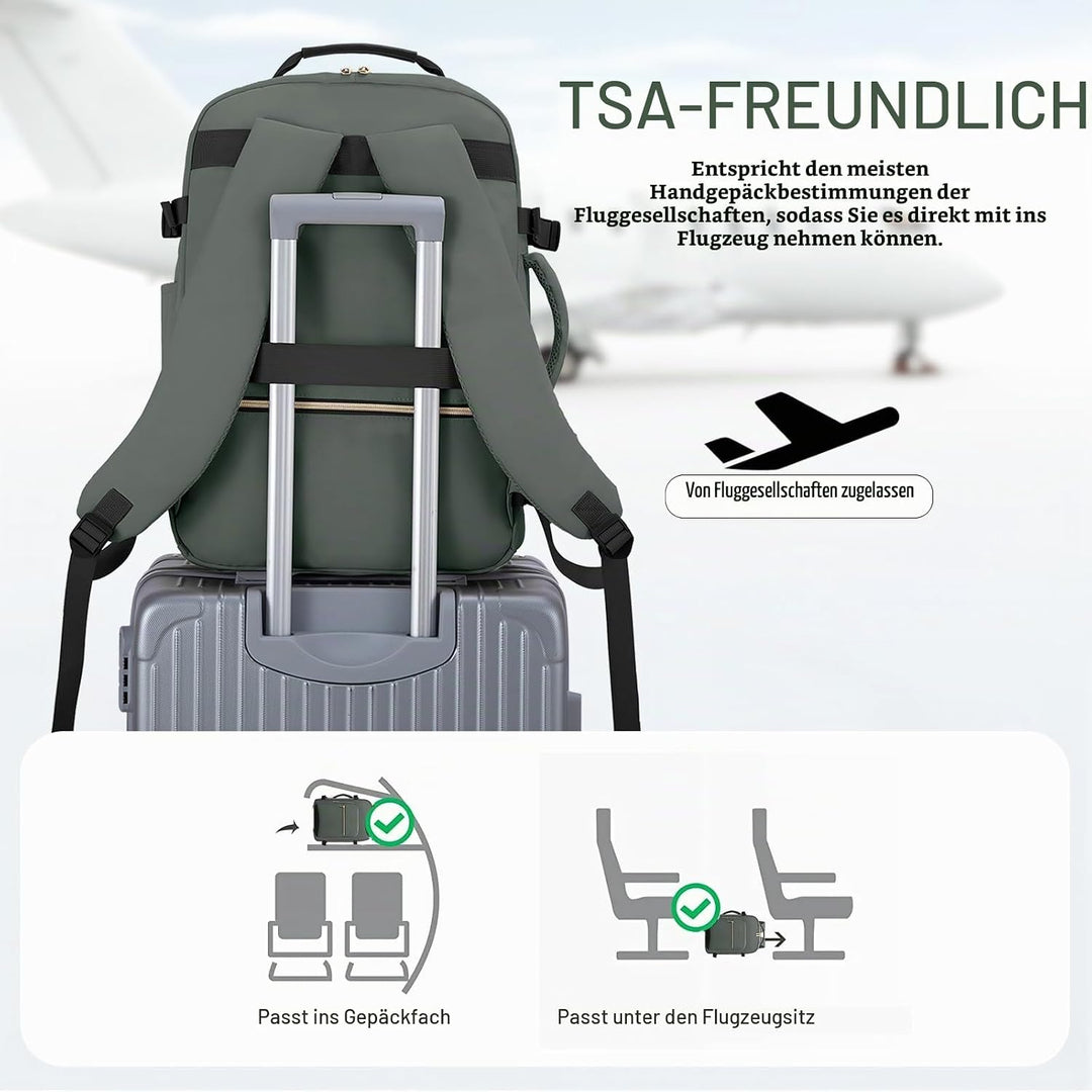 LOVEVOOK Handgepäck Rucksack Flugzeug, 40L Gross Reiserucksack Damen Kofferrucksack, Wasserdicht Rei