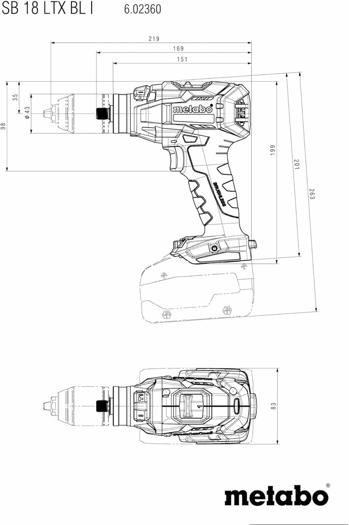 metabo Akku-Schlagbohrschrauber SB 18 LTX BL I - 18 V bürstenlos, CAS, 130 Nm, 68 mm Holz, 16 mm Mau