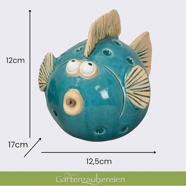 Wasserspeier Fisch blau mit Pumpe