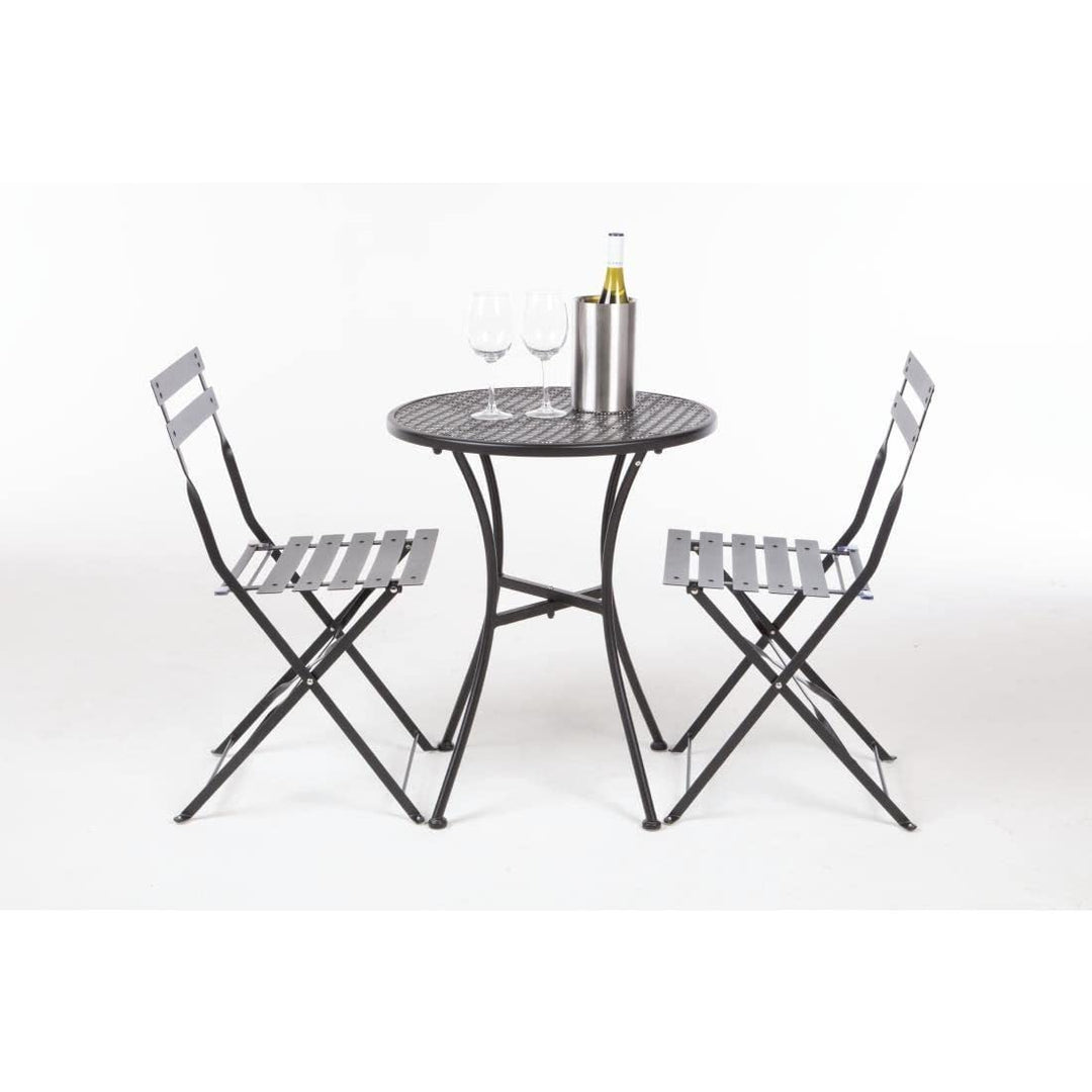Bolero Bistrotisch aus Stahl, gemustert, rund, für Restaurant, Bar, Café, Schwarz