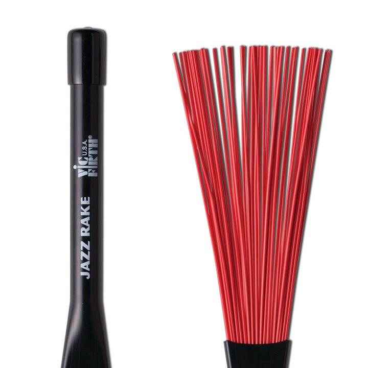 Vic Firth Jazz Rake – Retractable - Red Plastic Handle, Jazz Rake
