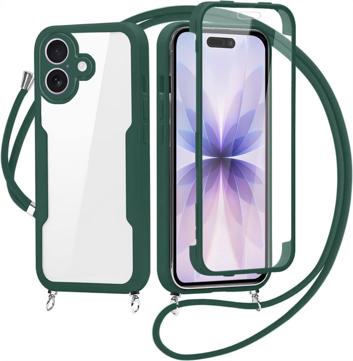 FERLAN Handykette für iPhone 17 Hülle mit Band,Transparent 360 Grad Rundumschutz Schutzhülle mit Int