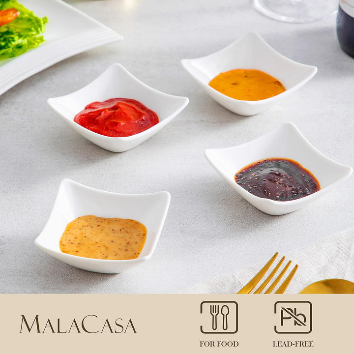 MALACASA, Serie Ramekin.Dish, 6-tlg. Set MINI Porzellan Dessert Schälchen für Nuss, Snack, Vorspeise