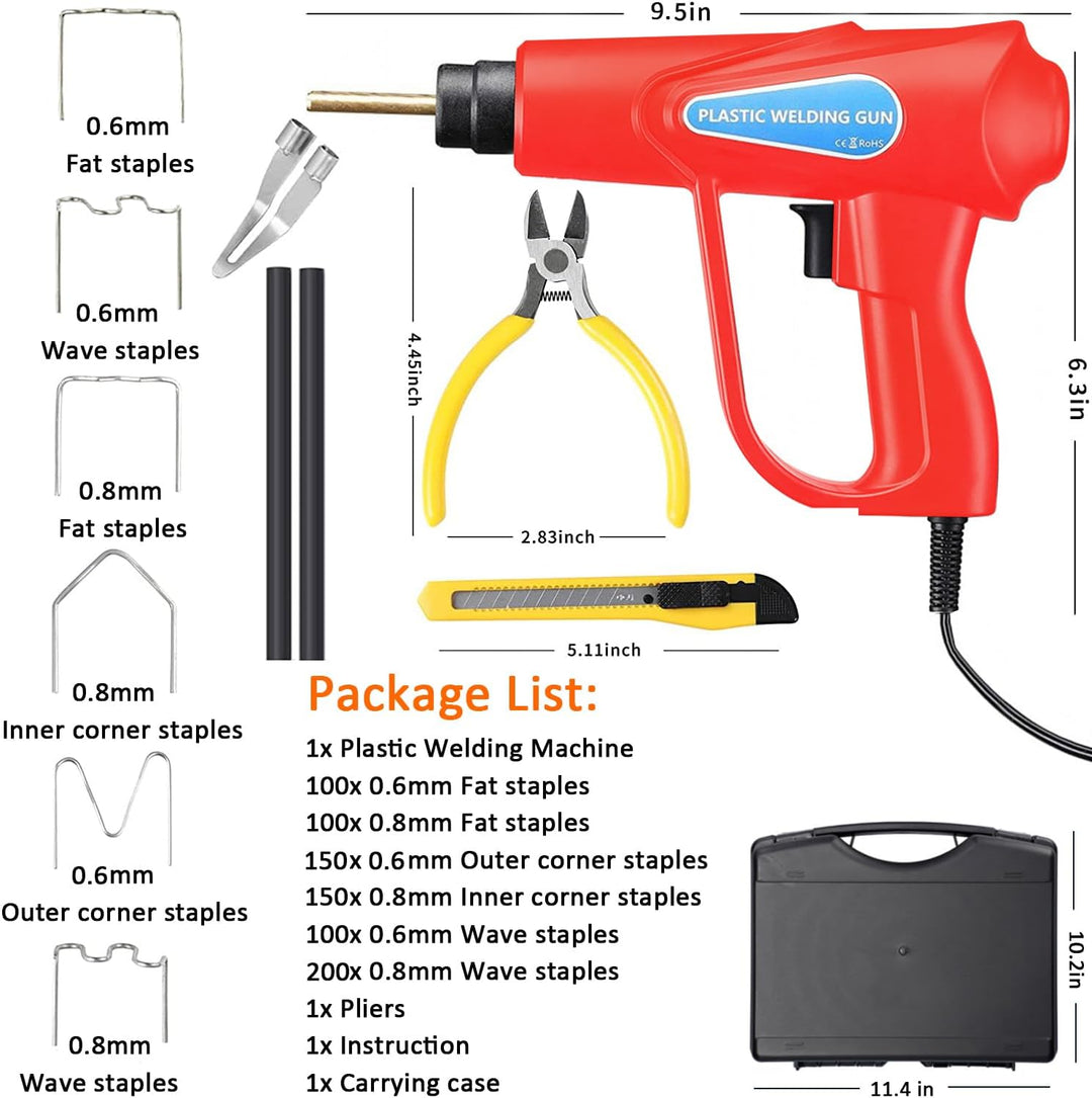 160W Kunststoff Schweissgerät Auto Stossstange Reparaturset 800PCS 6 Arten Klammern,Hot Hefter Kunst