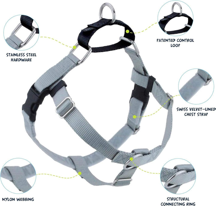 2 Hounds Design 818557021641 No-Pull Dog Harness with LeashMedium (5/8 Zoll Wide) MSilver M Silver,