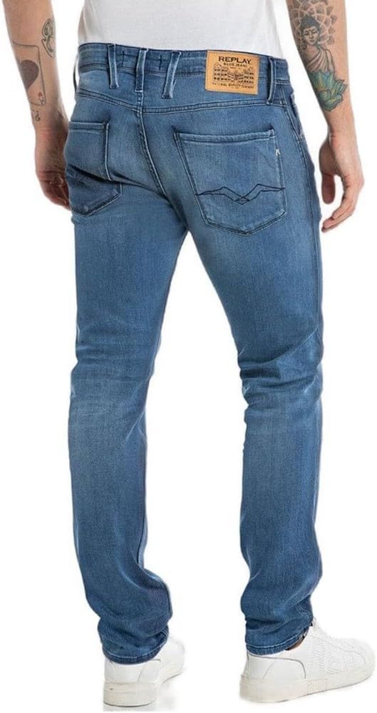 Replay Herren Jeans Anbass Slim-Fit mit Power Stretch 30W / 30L Dark Blue 007-4, 30W / 30L Dark Blue