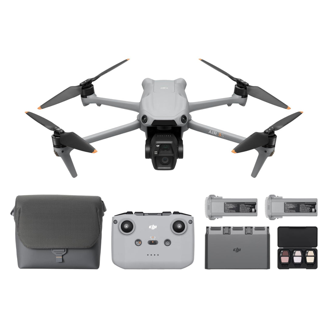 DJI Air 3S Fly More Combo (RC-N3), Drohne mit 1“ CMOS Weitwinkel- & mittlerer Telekamera, 4K/60fps H