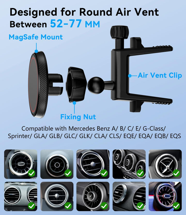 Magnetische Handyhalterung Auto Lüftung für Mercedes Benz A/B/C/E/G/GLA/GLK [Upgrade Lüftungsclip],