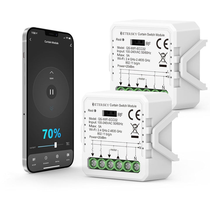 Smart Rolladen Modul mit Prozentfunktion, Etersky Rolladensteuerung, Wlan Rolladen Schalter, Sprachs