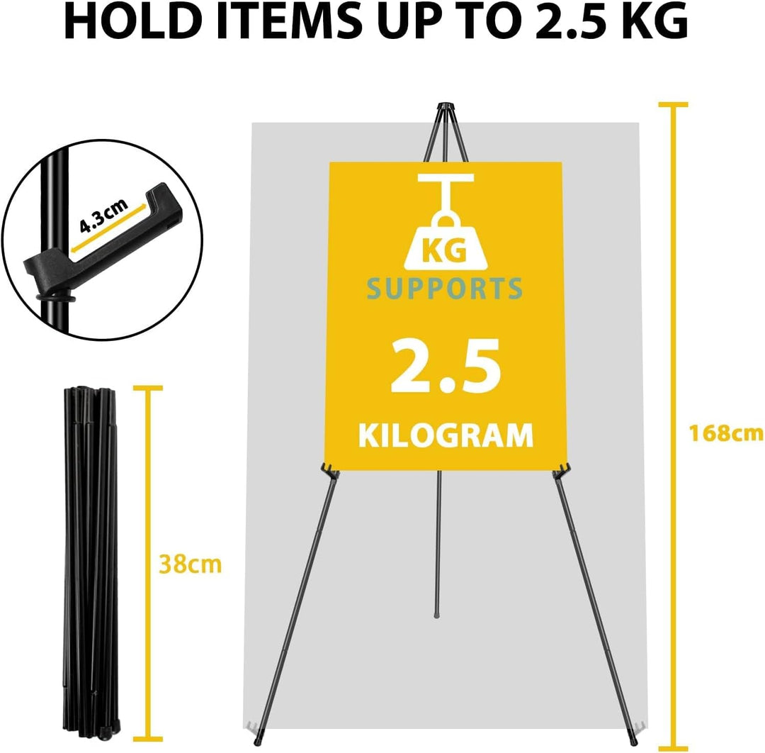 VAIIGO Verstellbare Staffelei, Künstler Staffelei 168 cm Höhe Metall Poster Staffelei, zusammenklapp