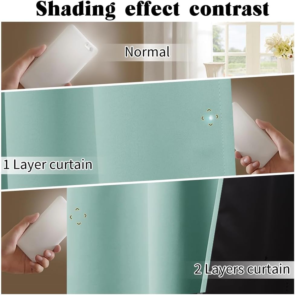 PONY DANCE Doppellagige Verdunklungsvorhänge Kinderzimmer 2er Set Thermogardine mit Ösen Schwere und