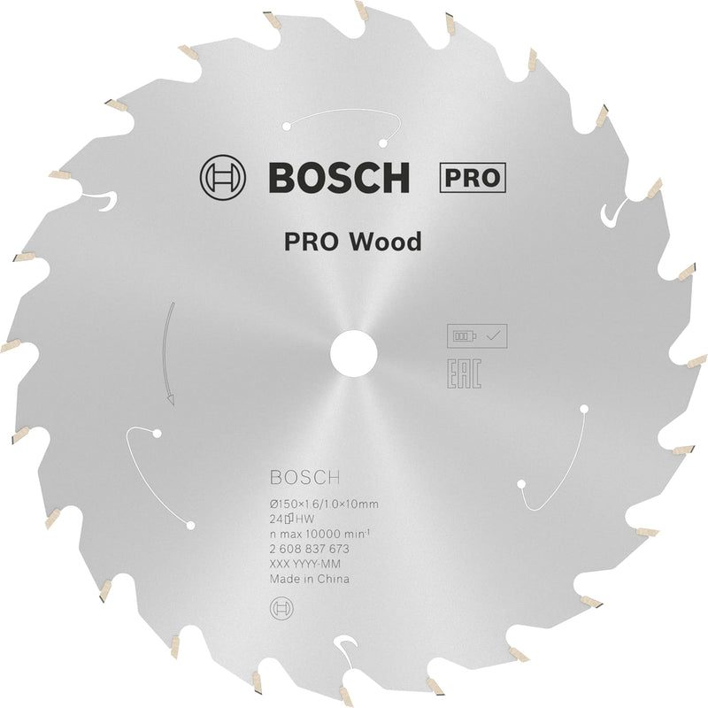 Bosch Accessories 1x Kreissägeblatt Standard for Wood (Holz, Sägeblatt Ø 150 x 10 x 1,6 mm, 24 Zähne